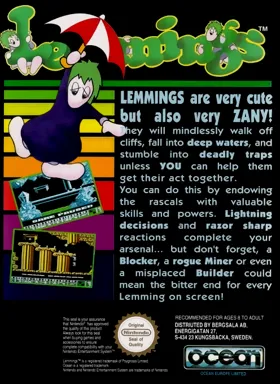 Lemmings (Europe) box cover back